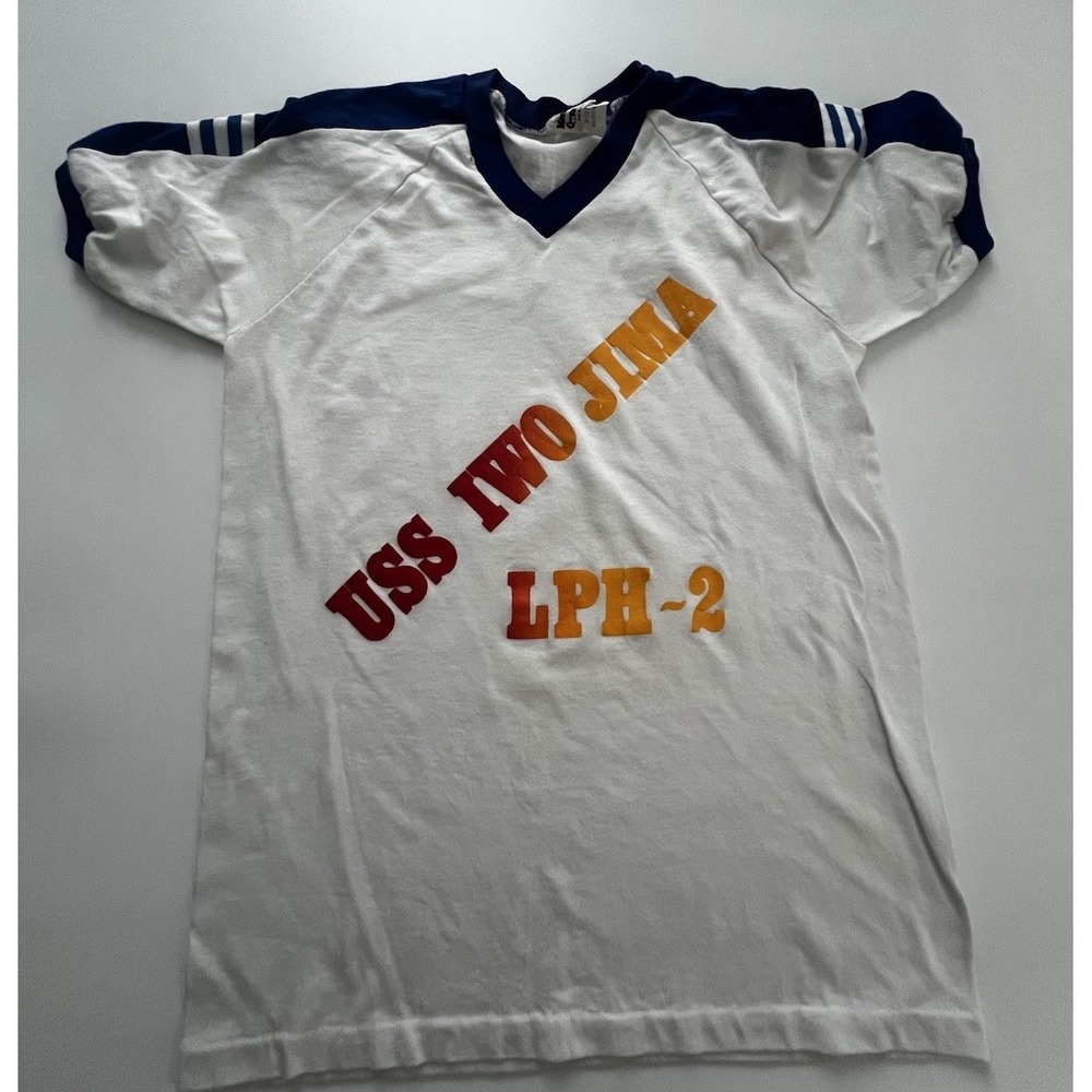 Vintage 1980s USS Iwo Jima LPH-2 Navy T Shirt Moorewear Made USA Medium